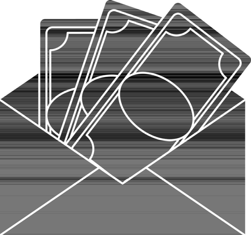 black and white money in envelope. vector