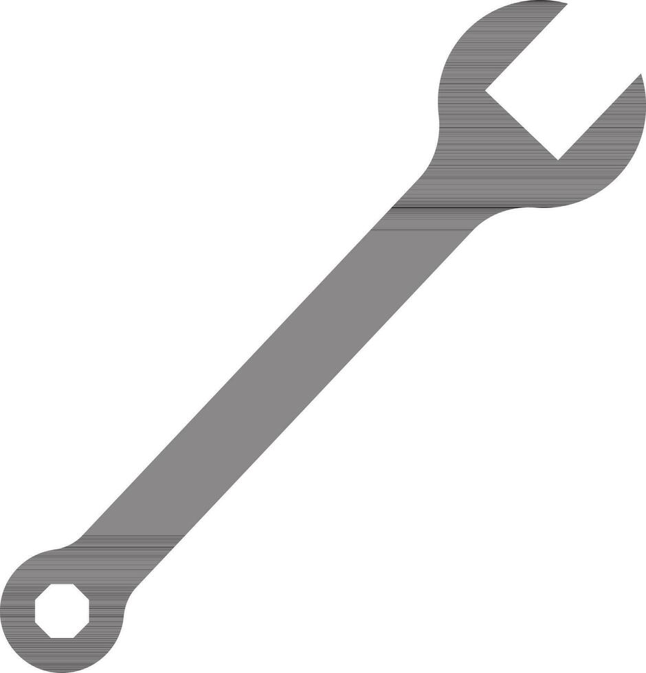 black and white wrench in flat style. vector