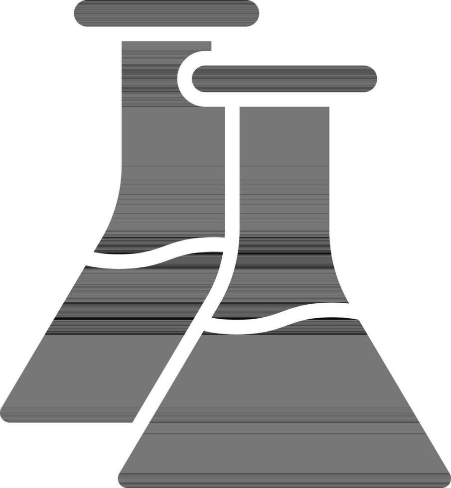 Two Chemical Flask Icon In black and white Color. vector