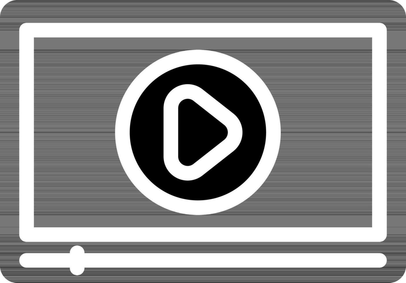 Video Play Screen Icon In Black And White Color. vector