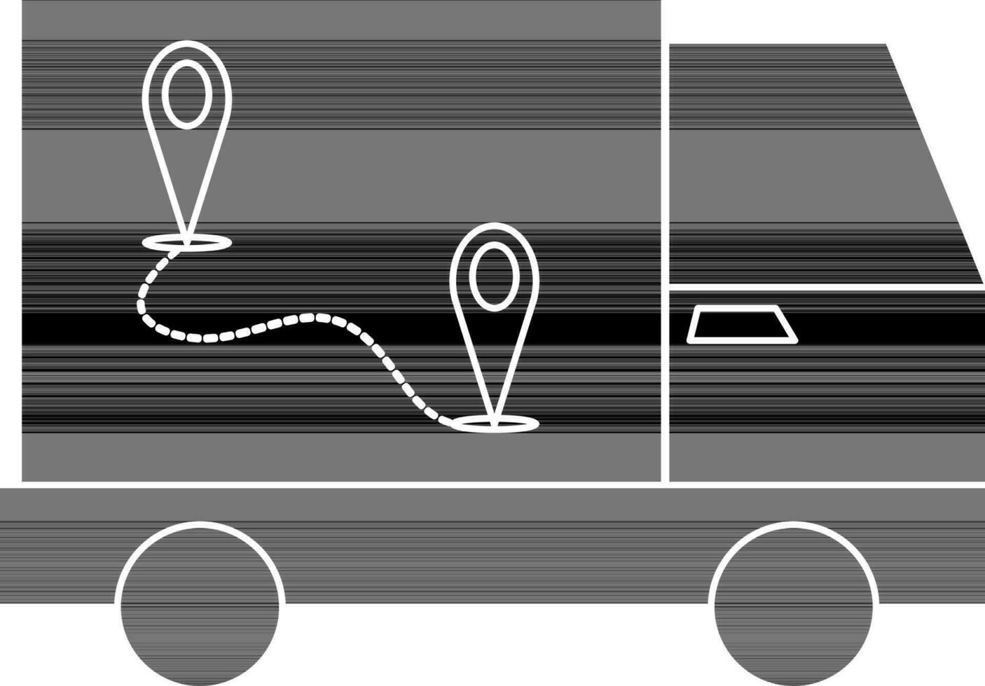 Tracking Delivery Truck Icon In Black And White Color. vector