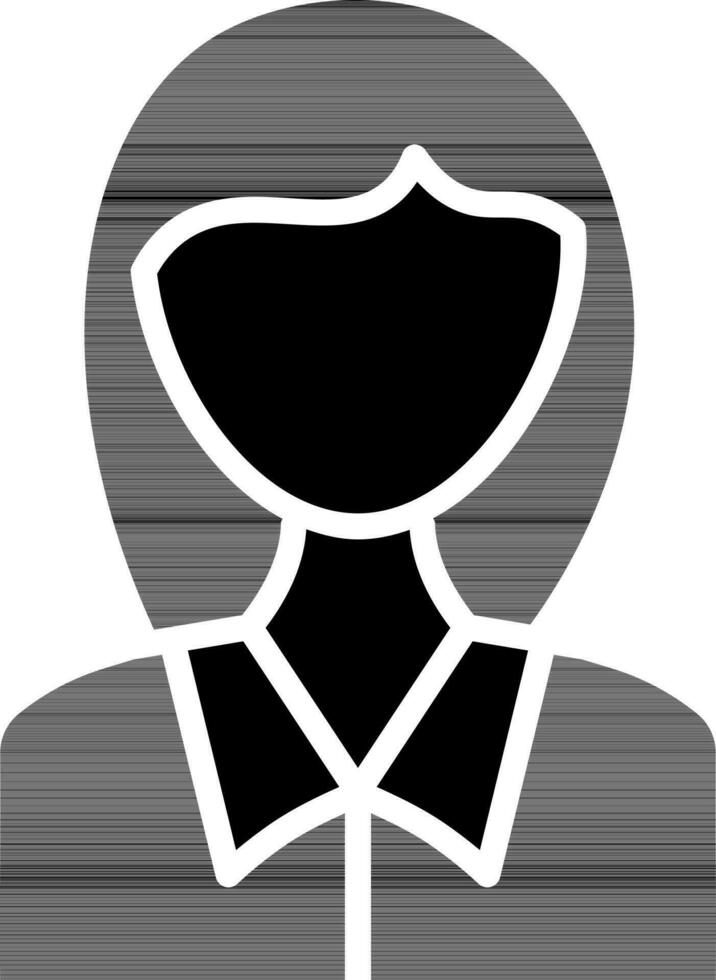 Female Character Icon In Black And White Color. vector