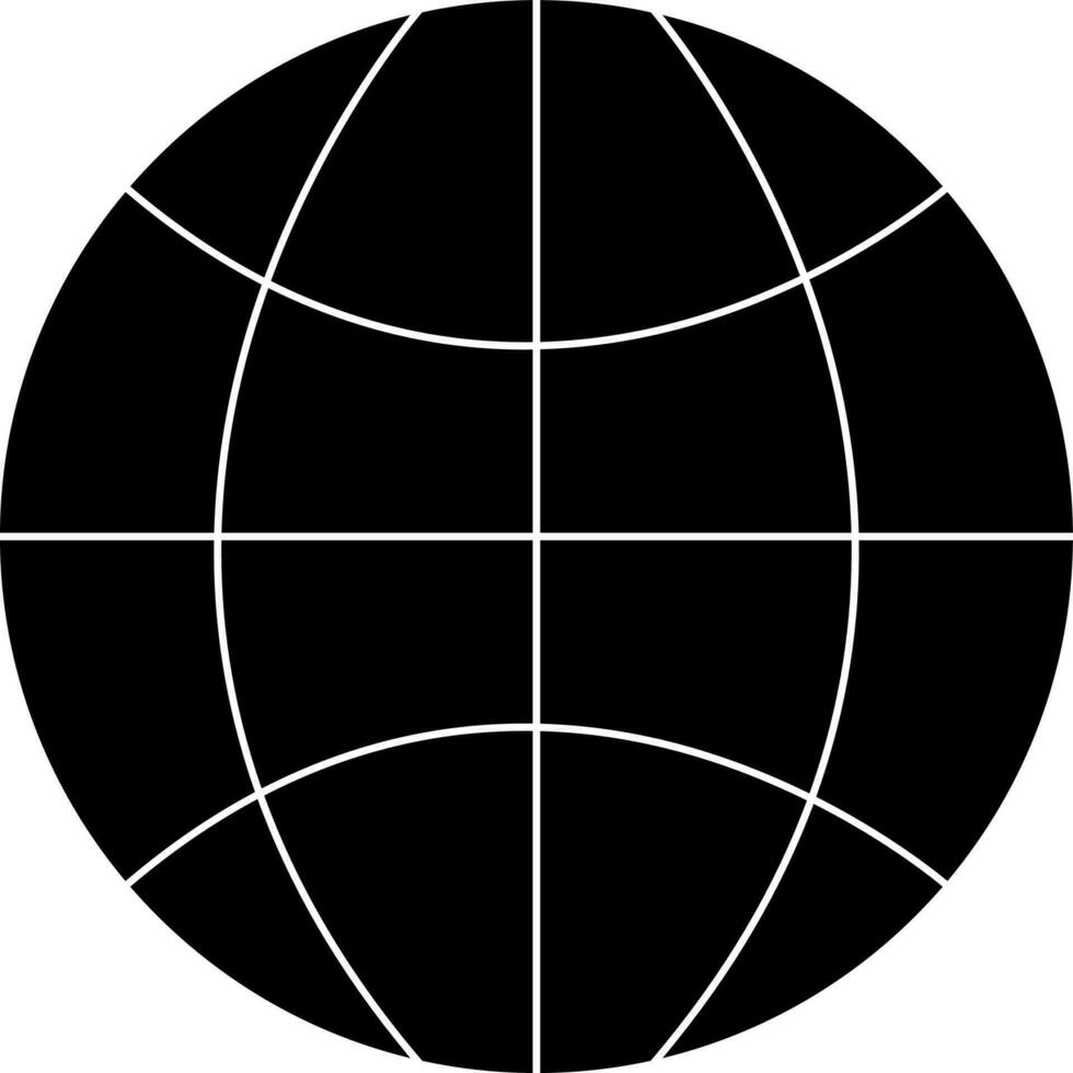 Flat Style Globe Icon In Black And White Color. vector