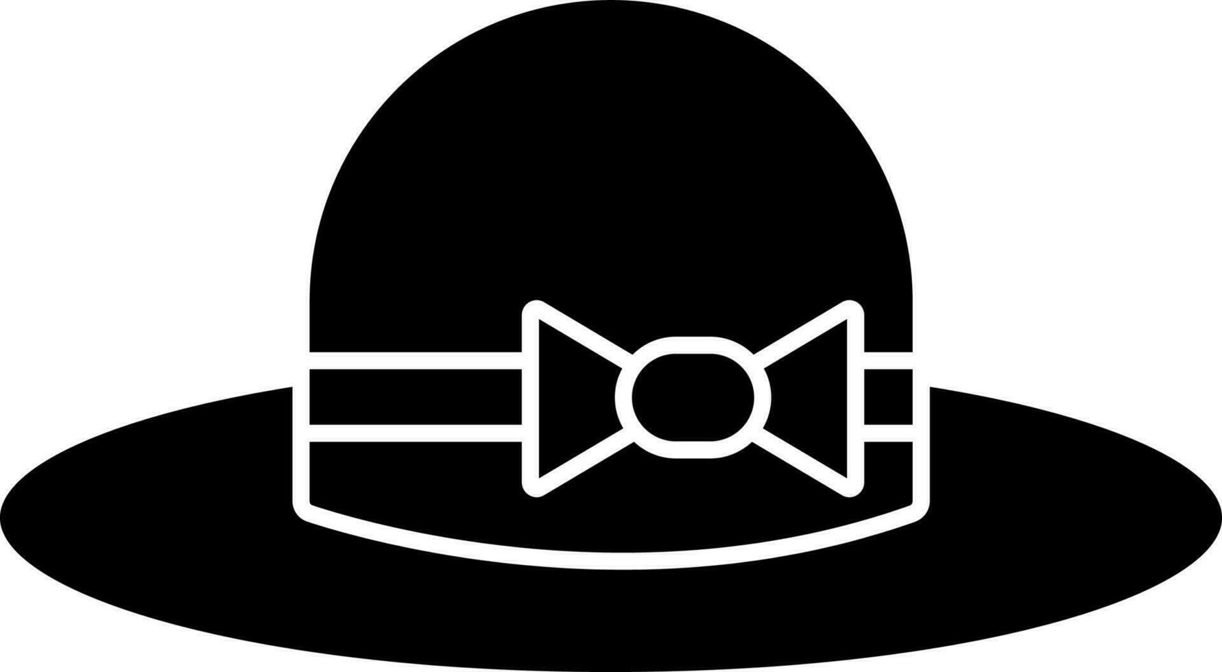 Female Hat Icon In Black And White Color. vector