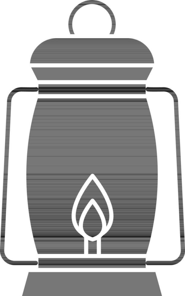 petróleo linterna icono en negro y blanco color. vector