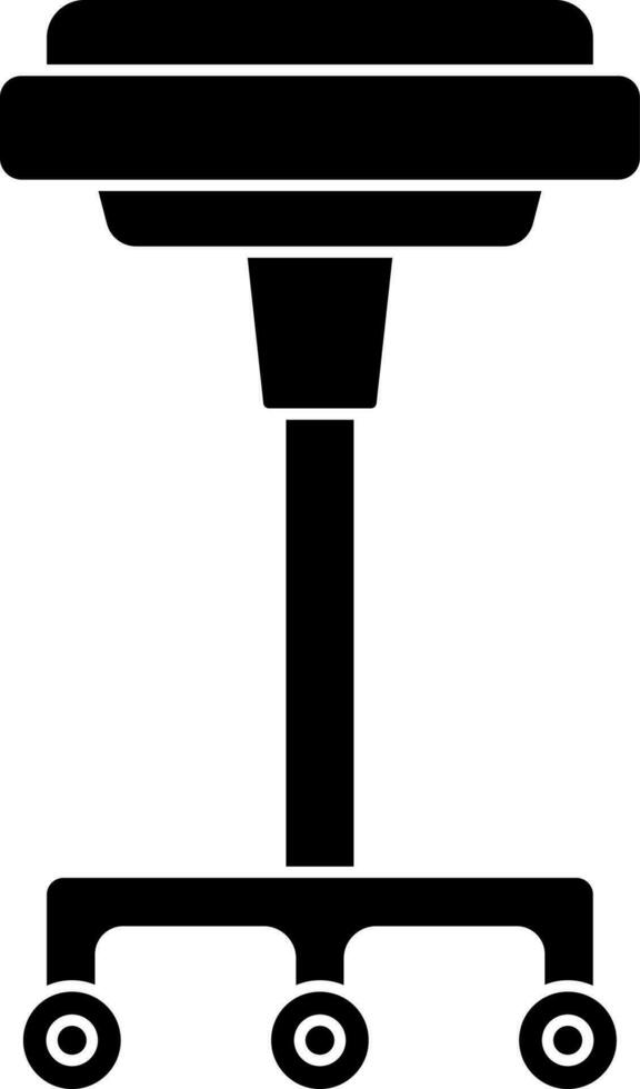 Flat Style Wheel Stool Icon In black and white Color. vector