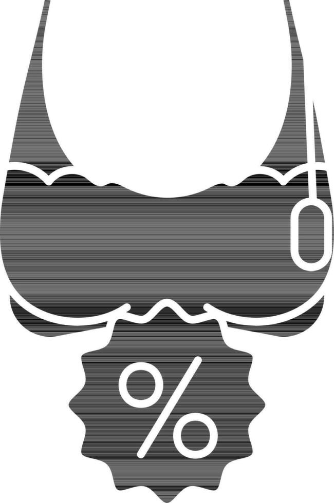 Female Garment Discount Offer Icon In black and white Color. vector