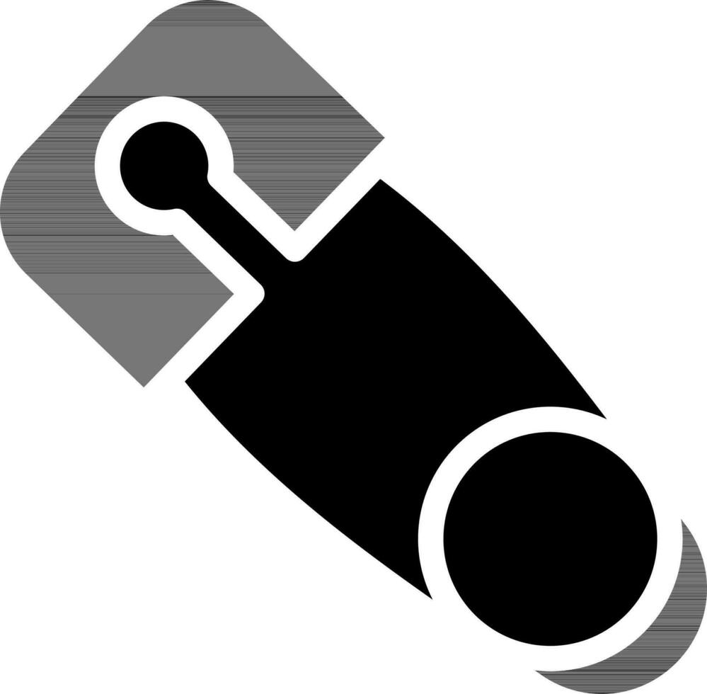 Safety Pin Icon In black and white Color. vector