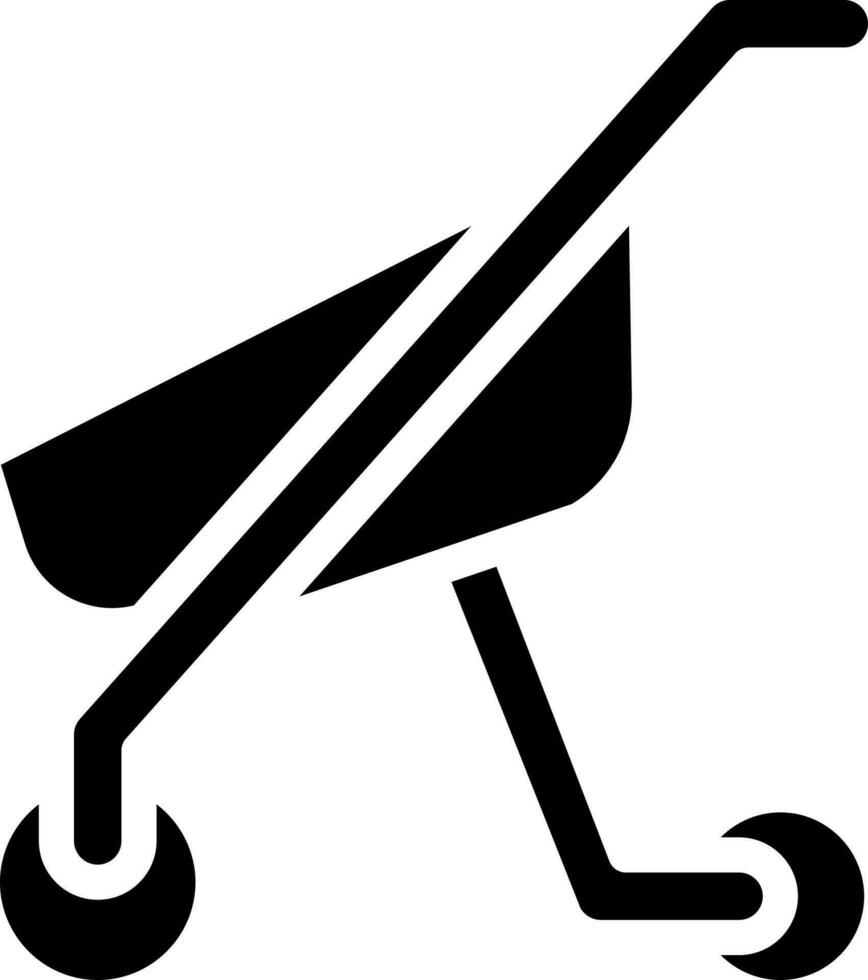 Flat Style Stroller Icon In black and white Color. vector