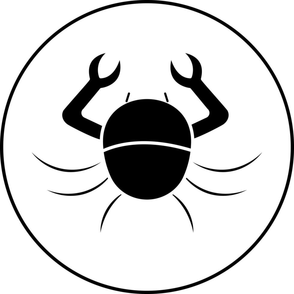 black and white Illustration of Zodiac Crab Sign or Icon. vector