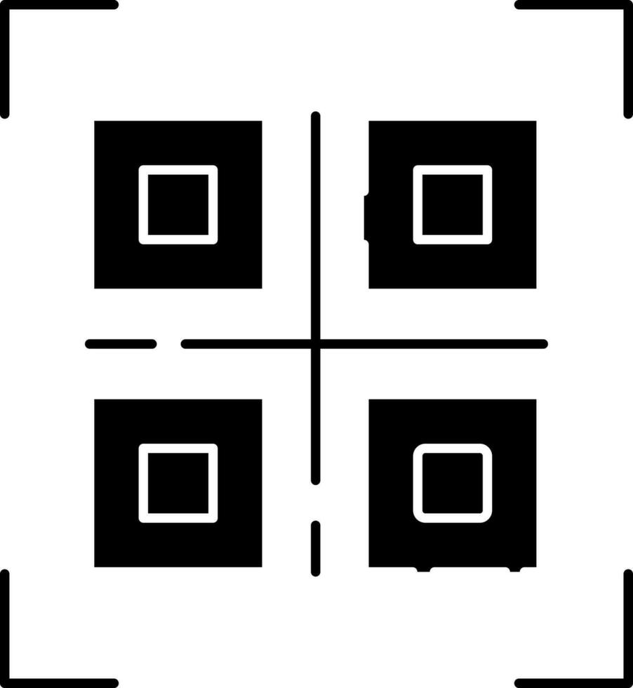 QR Code Icon In Black And White Color. vector