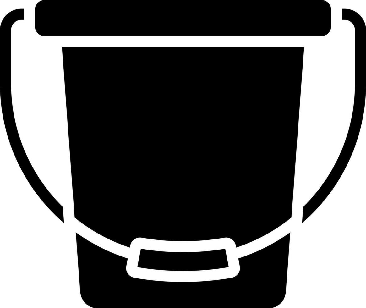 black and white Illustration of Bucket Icon in Flat Style. vector