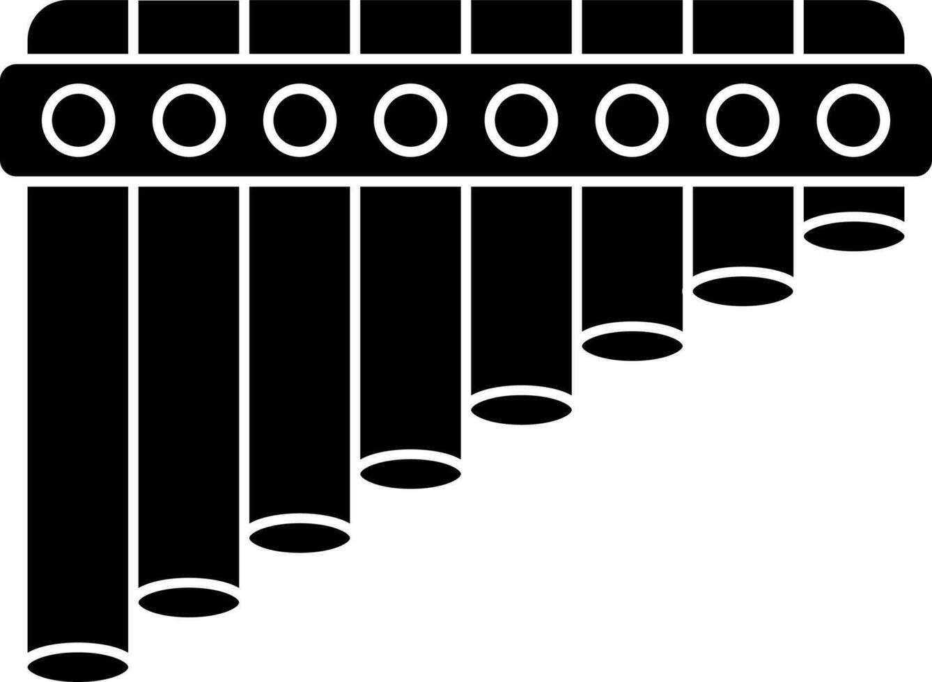 black and white Illustration Of Panpipes Icon. vector