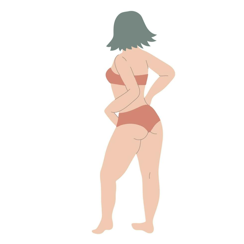 mujer posando desde el espalda aislado en blanco antecedentes. vector