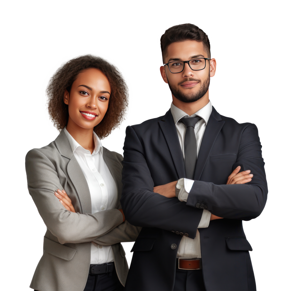 Portrait of happy multi ethnic business couple. Illustration png