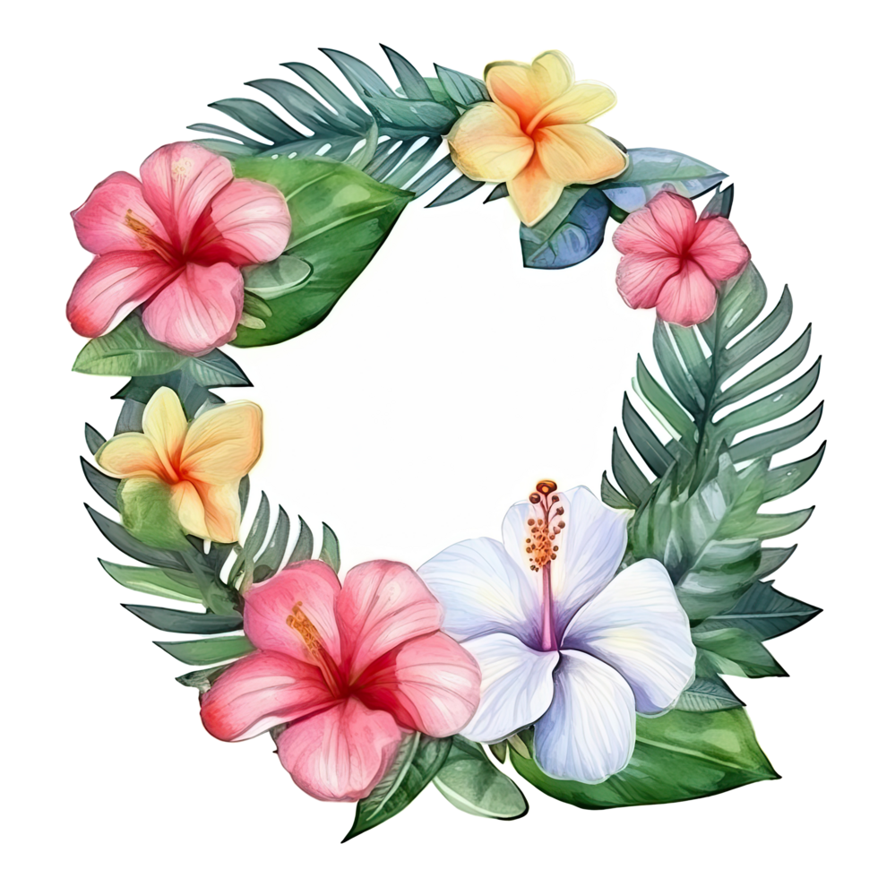 Watercolor tropical wreath isolated. Illustration png