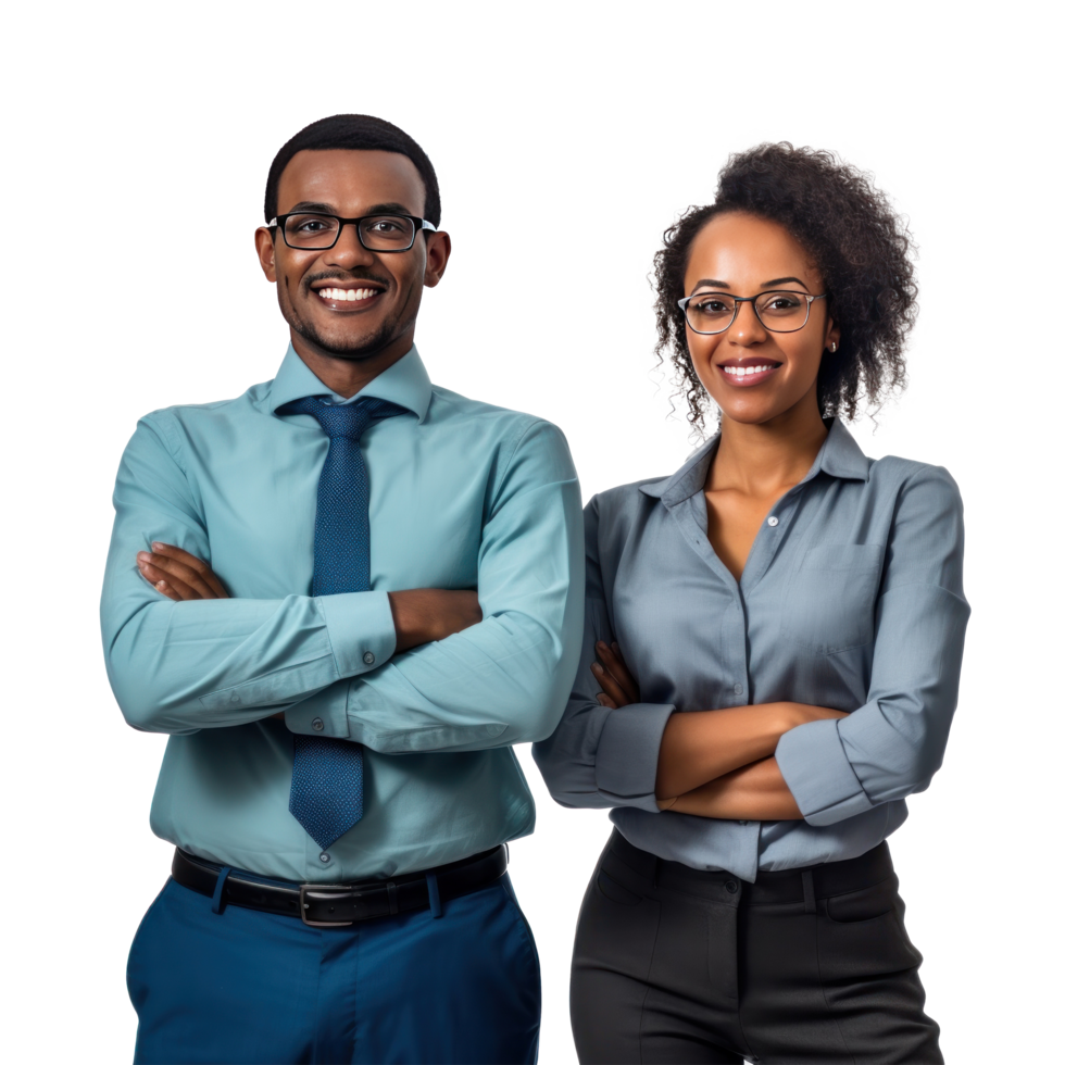 Portrait of happy multi ethnic business couple. Illustration png