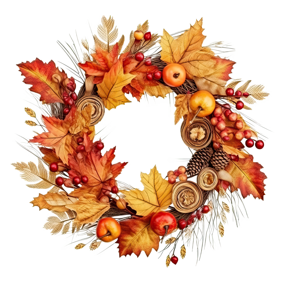 Watercolor Autumn Wreath Isolated. Illustration png