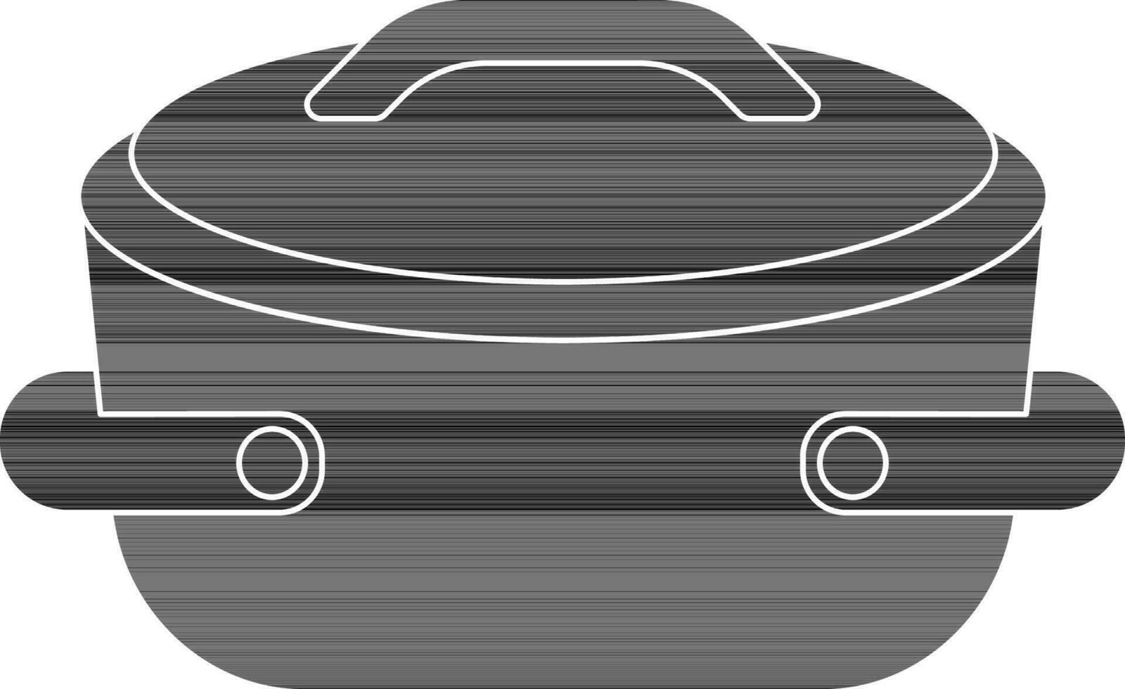 Close black casserole pan in flat style. vector