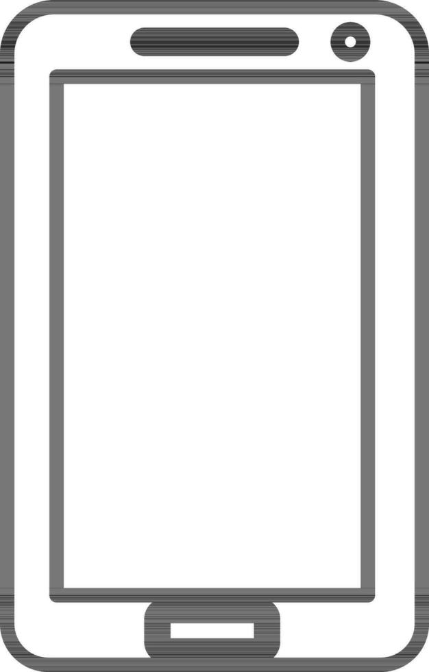 Flat style smartphone in black line art. vector