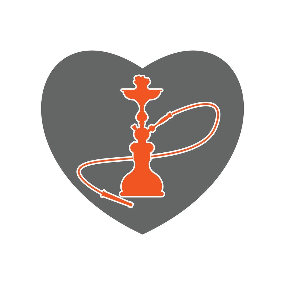 Hookah Arabian Shisha inside a shape of love heart design vector illustration