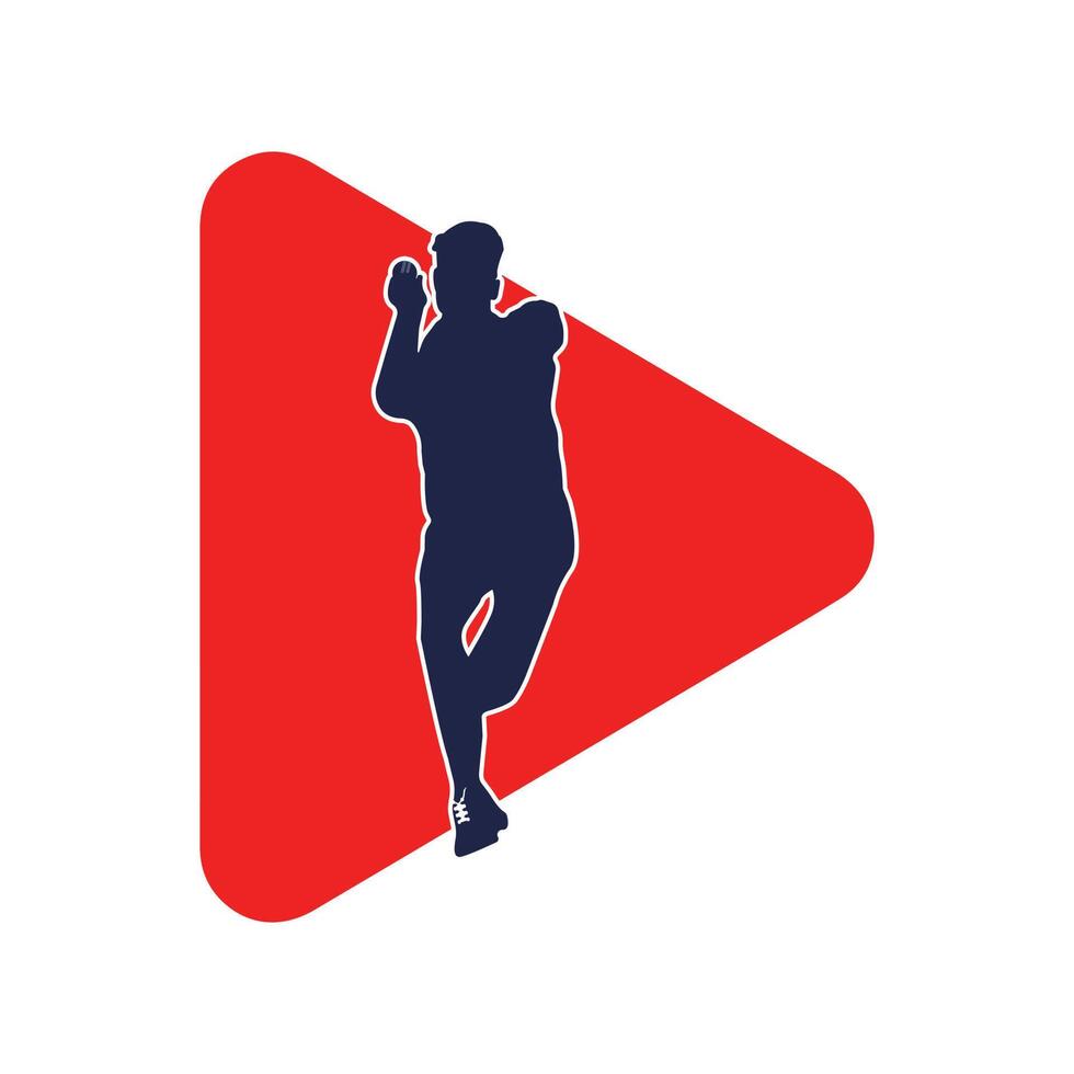 Cricket bowling fast bowler inside play button icon vector illustration