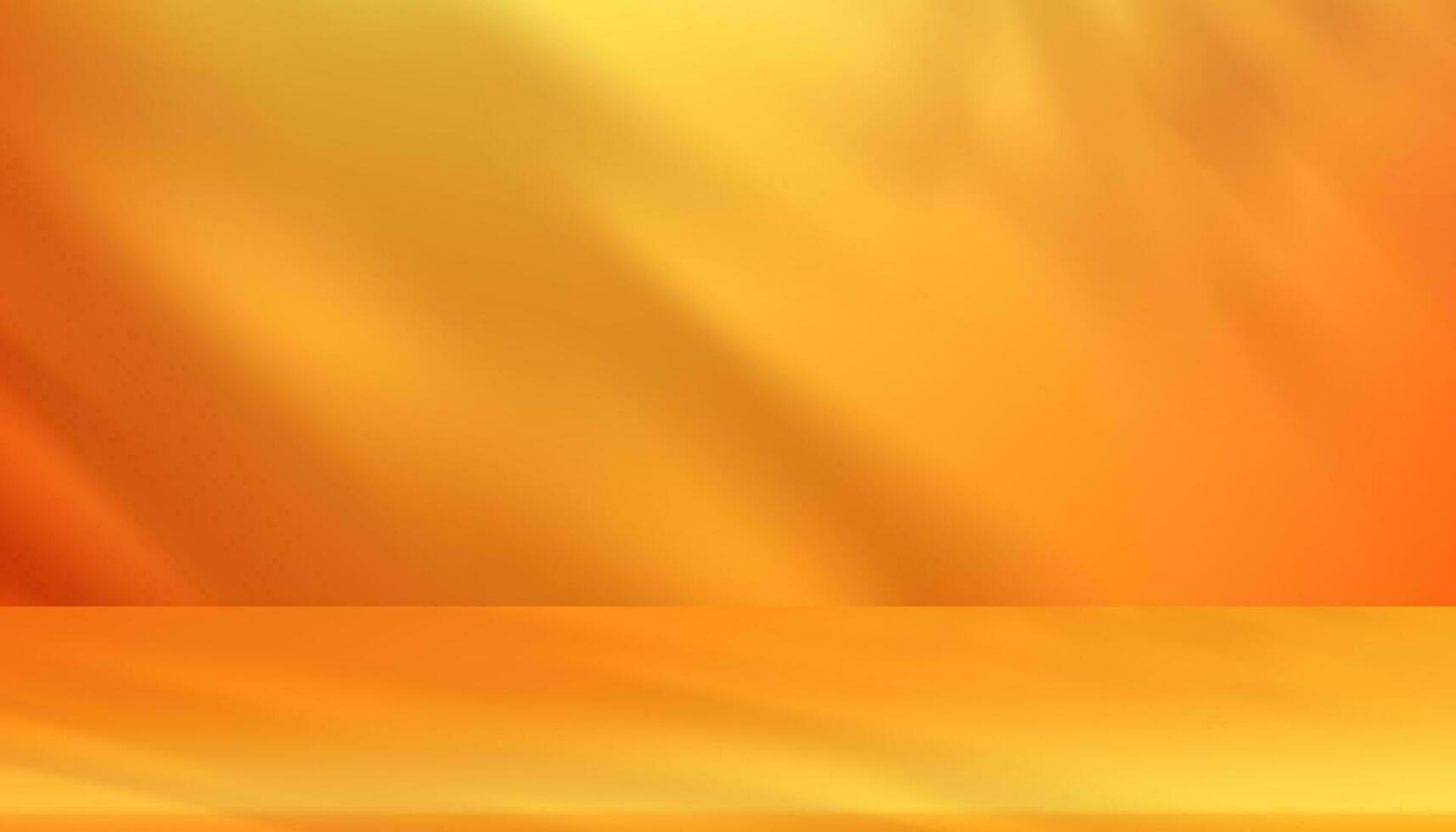 Autumn background,3D Studio Background with cpodium with leaves Shadow Overlay on yellow wall room,Vector Scene Mockup for Fall Season,Thanksgiving,harvest festival Product display presents vector