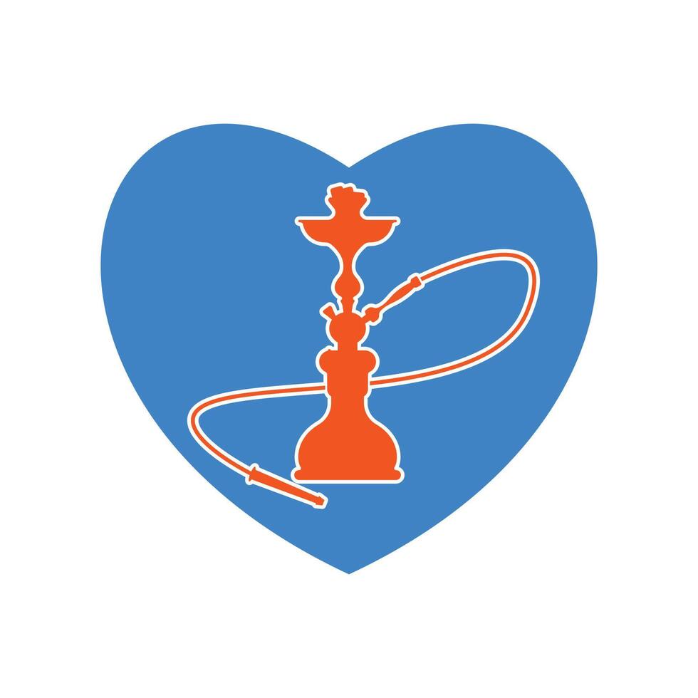 Hookah Arabian Shisha design inside love heart vector illustration