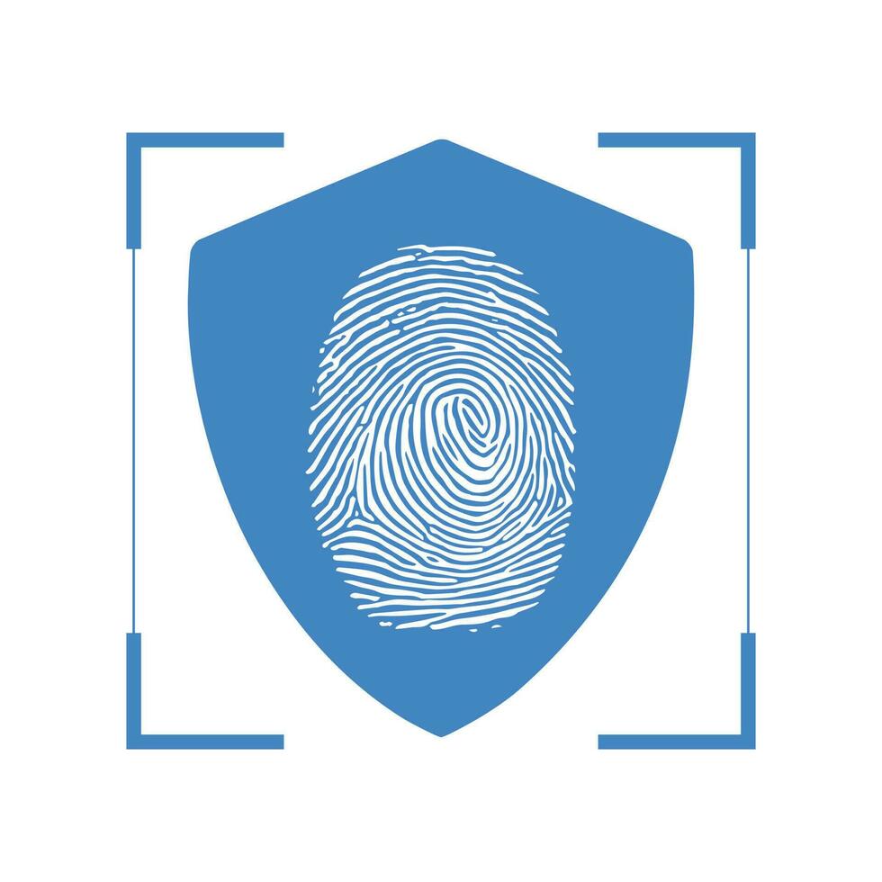 Shield  Security with Thumb Fingerprint Scanning Bar Vector Illustration