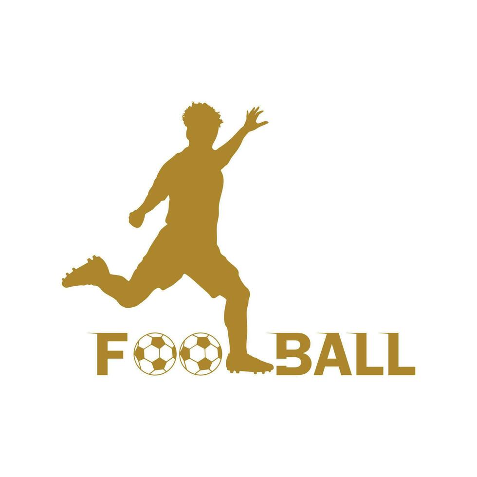 Football soccer player man in action with creative text white background. Vector illustration