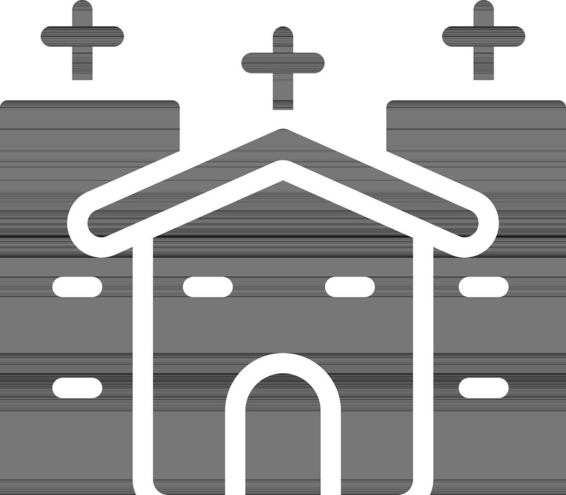 Iglesia icono en negro y blanco color. vector