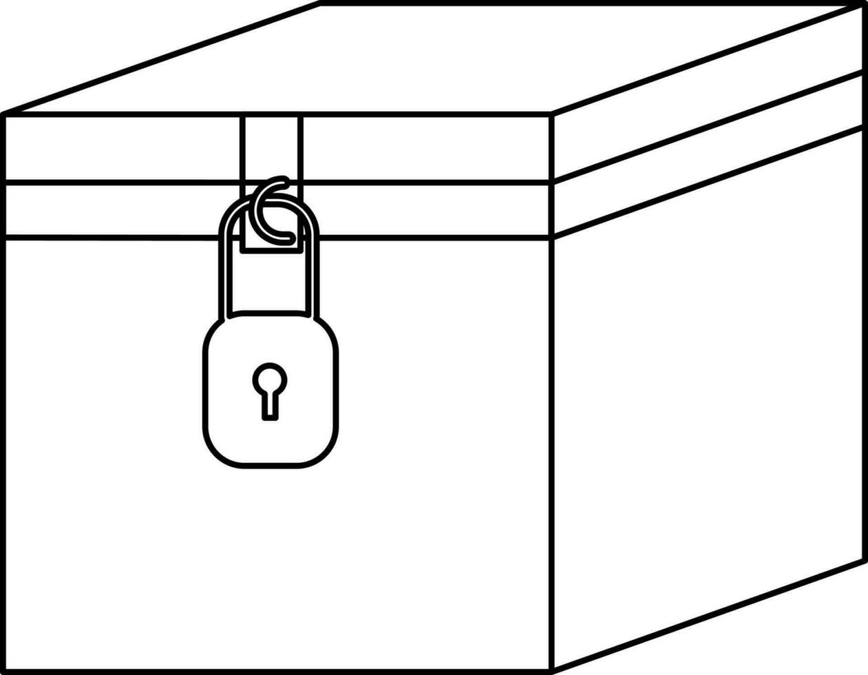 bloquear caja icono en negro línea Arte. vector