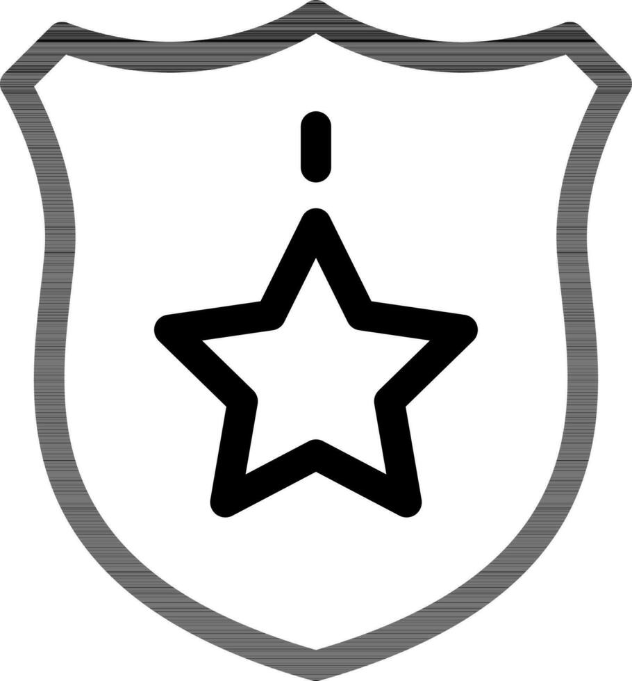 Star Shield Icon or Symbol in Black Thin Line Art. vector