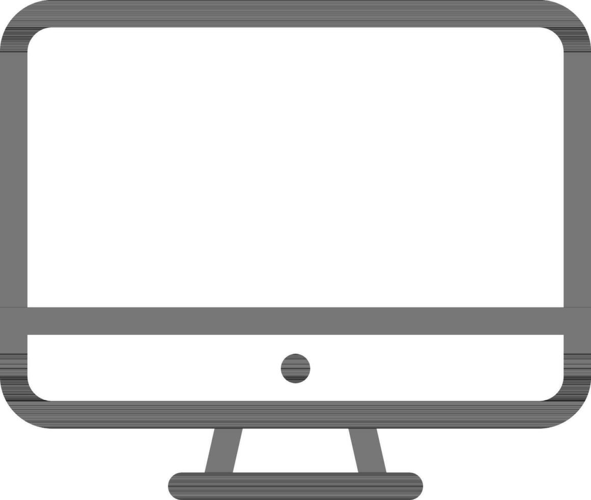 Black Line Art Monitor or Computer Icon. vector