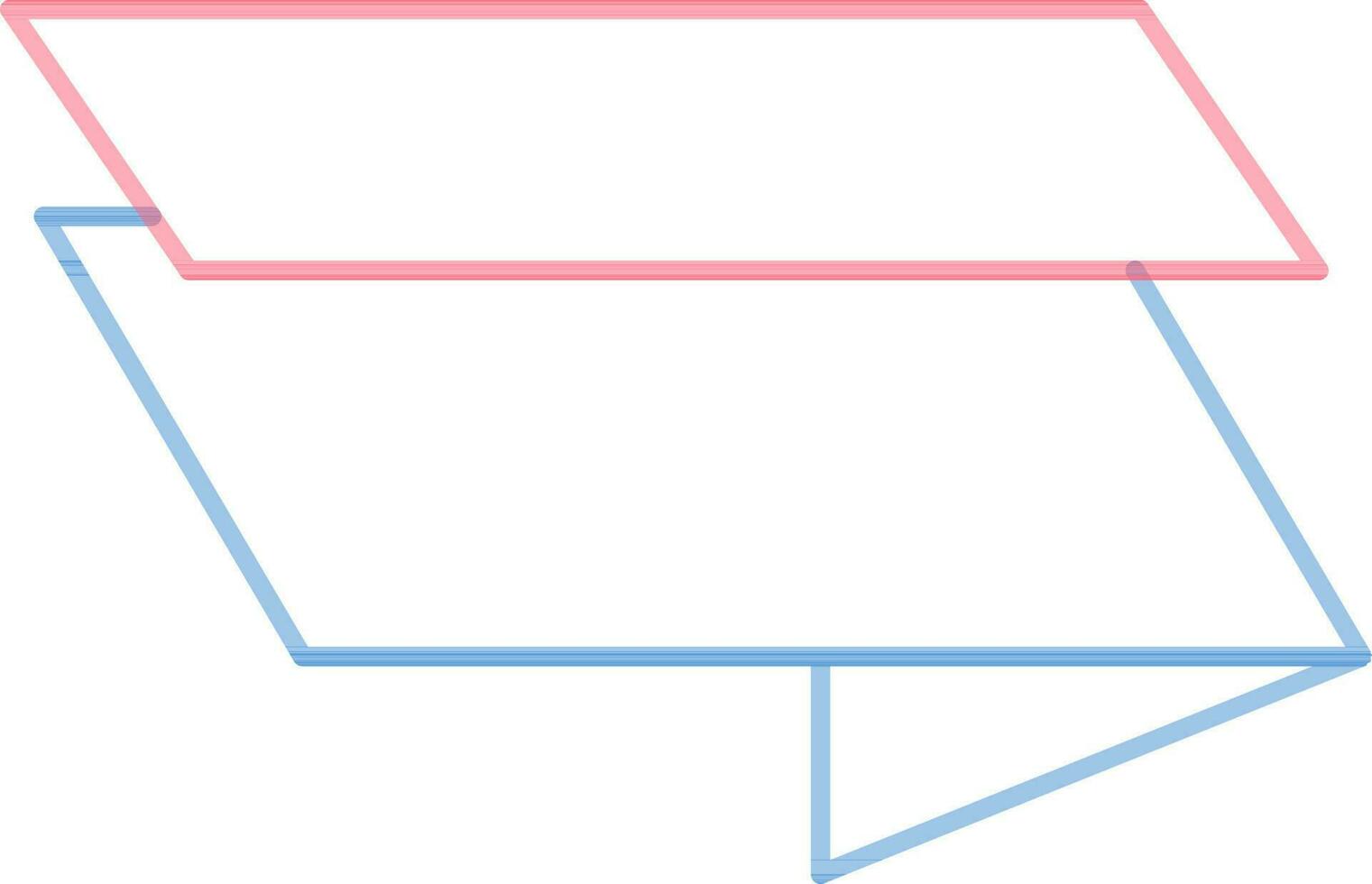 Blank Ribbon Icon in Red and Blue Thin Line Art. vector