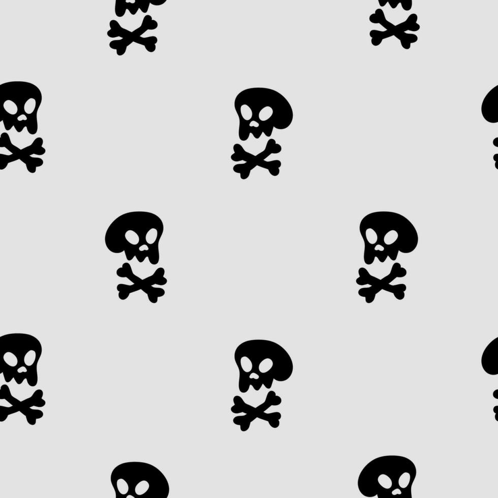 Skulls seamless pattern, vector background with crazy sculls for Hard Rock and Rock N Roll subculture prints textile, hazard and danger, horror and death theme