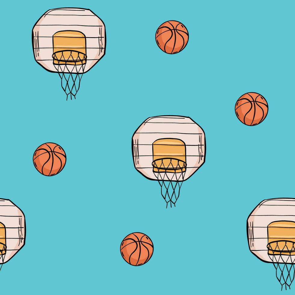 The seamless pattern on the basketball theme vector