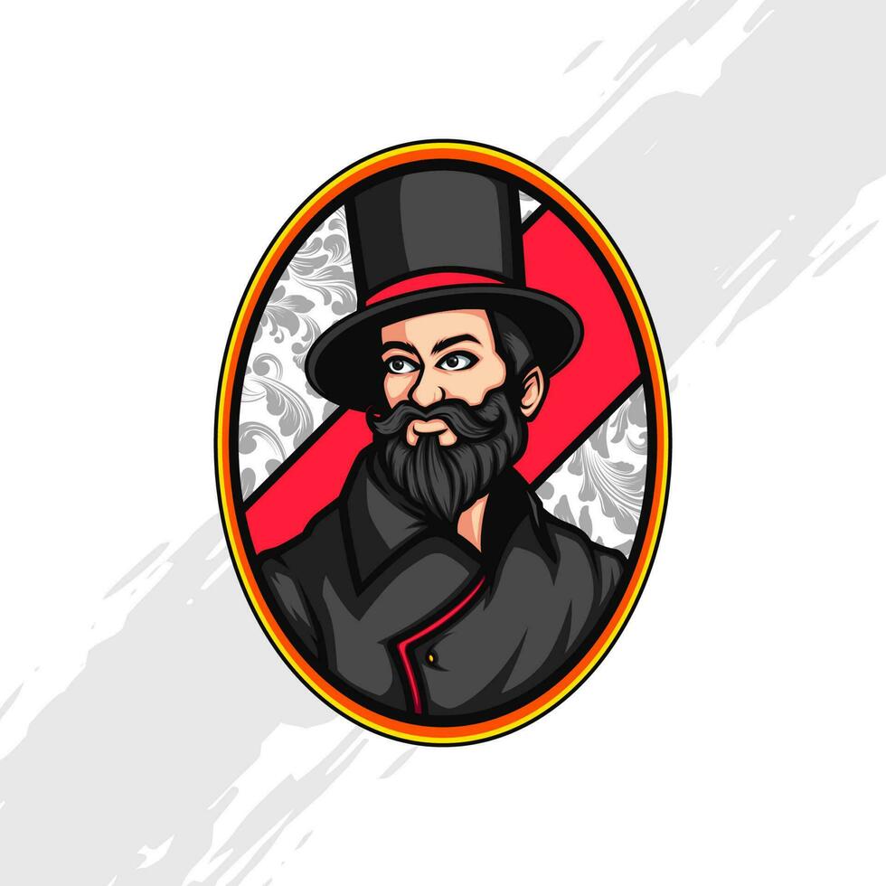 Vitage Old Man Mascot for Adult Drink Label vector
