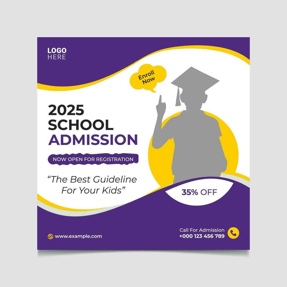 School admission and back to school social media post vector template design.