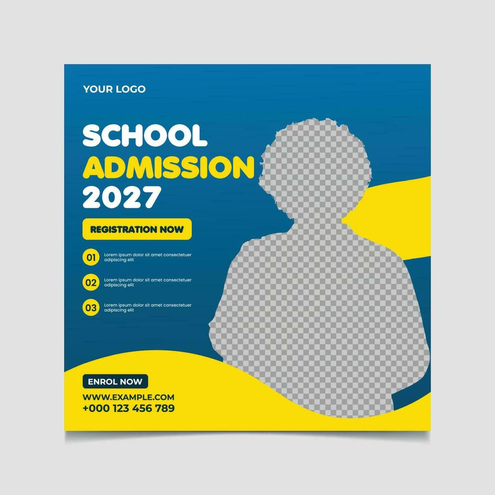 School admission social media post and web banner vector template