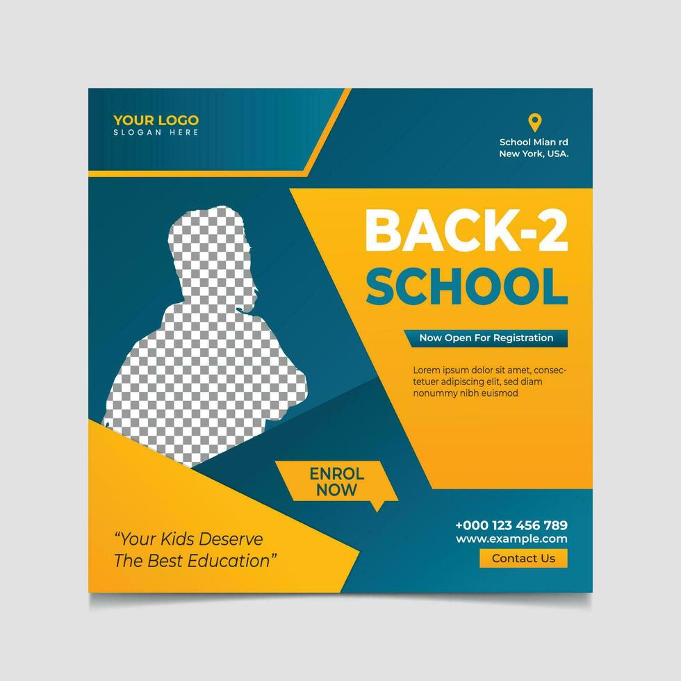 Back to school admission social media post vector template