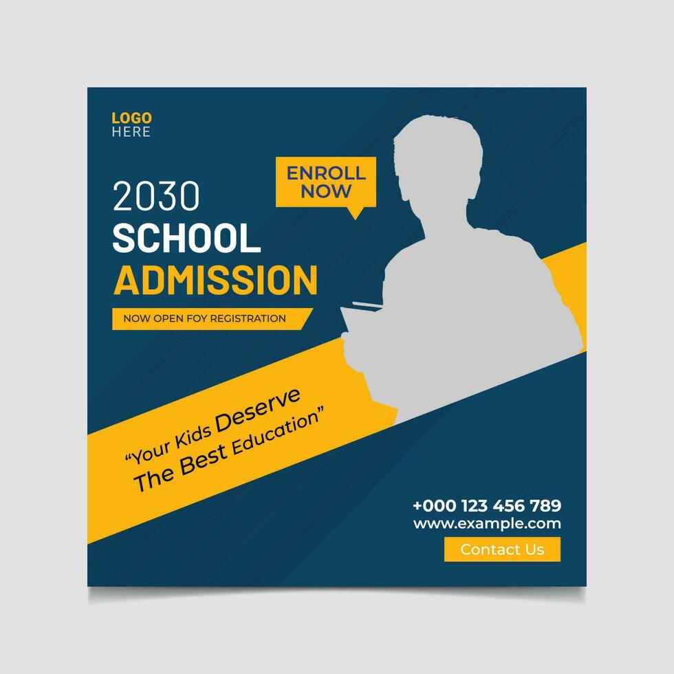 school admission social media post and back to school social post vector template design.