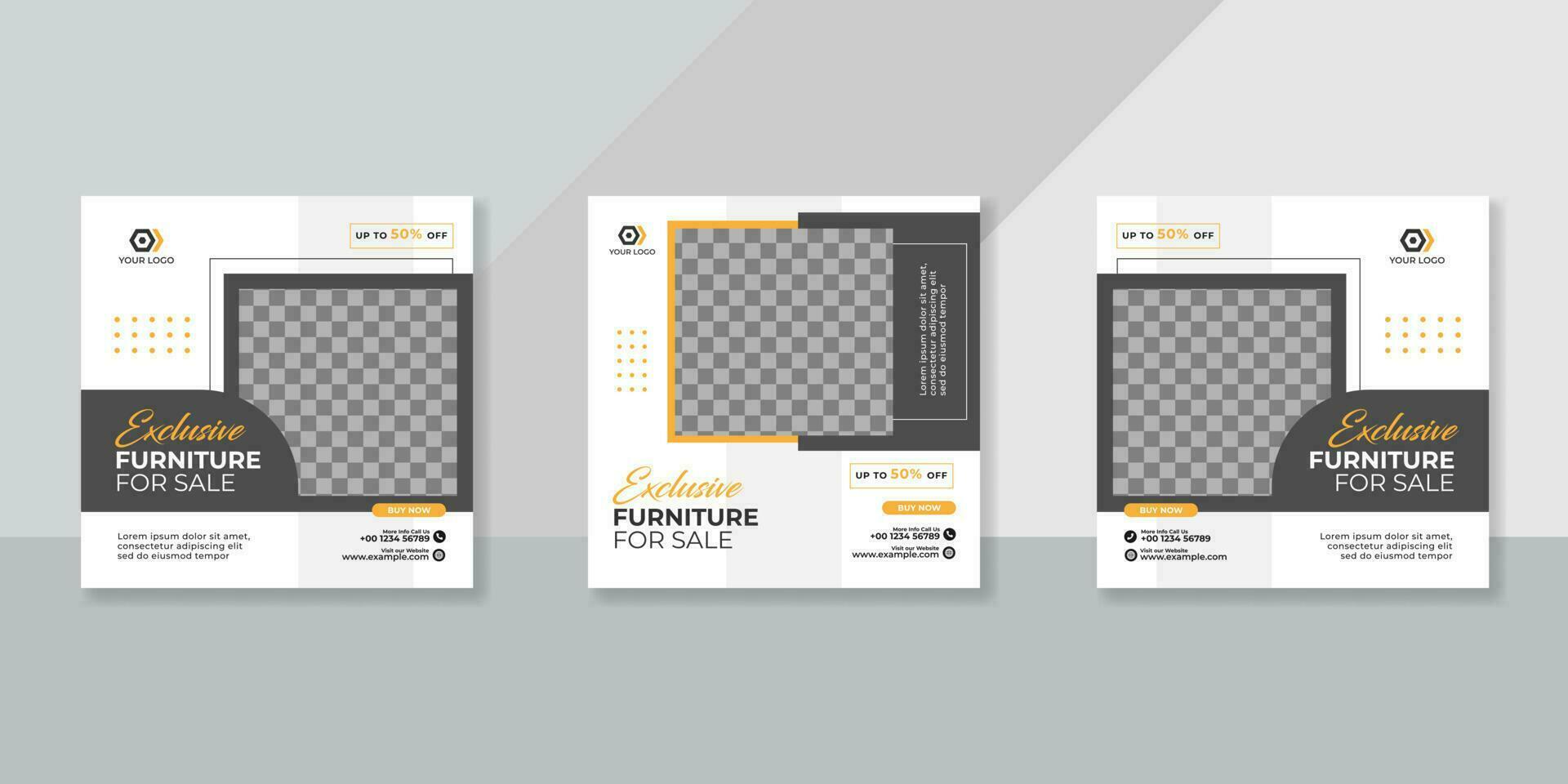 Minimalist  Furniture social media post templates design vector