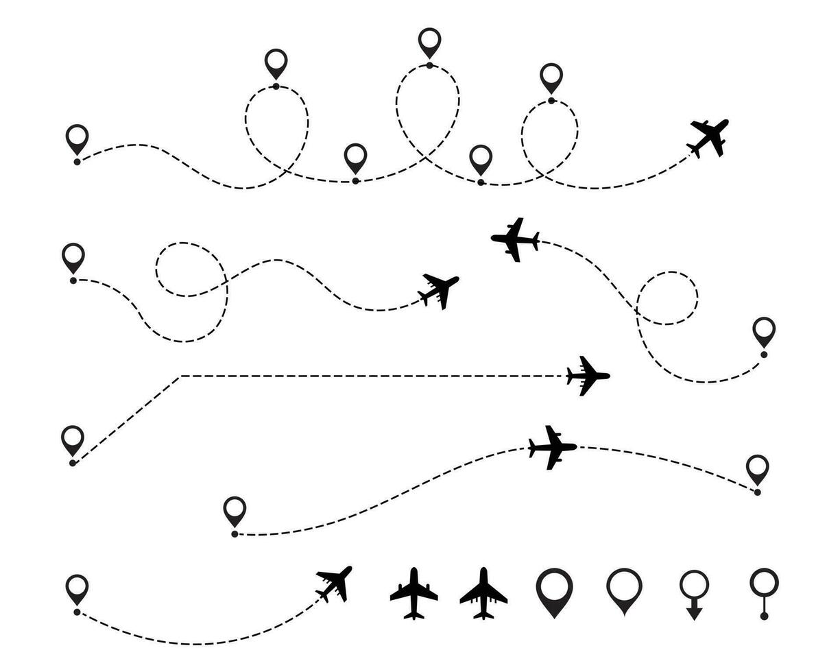 Airplane routes set vector