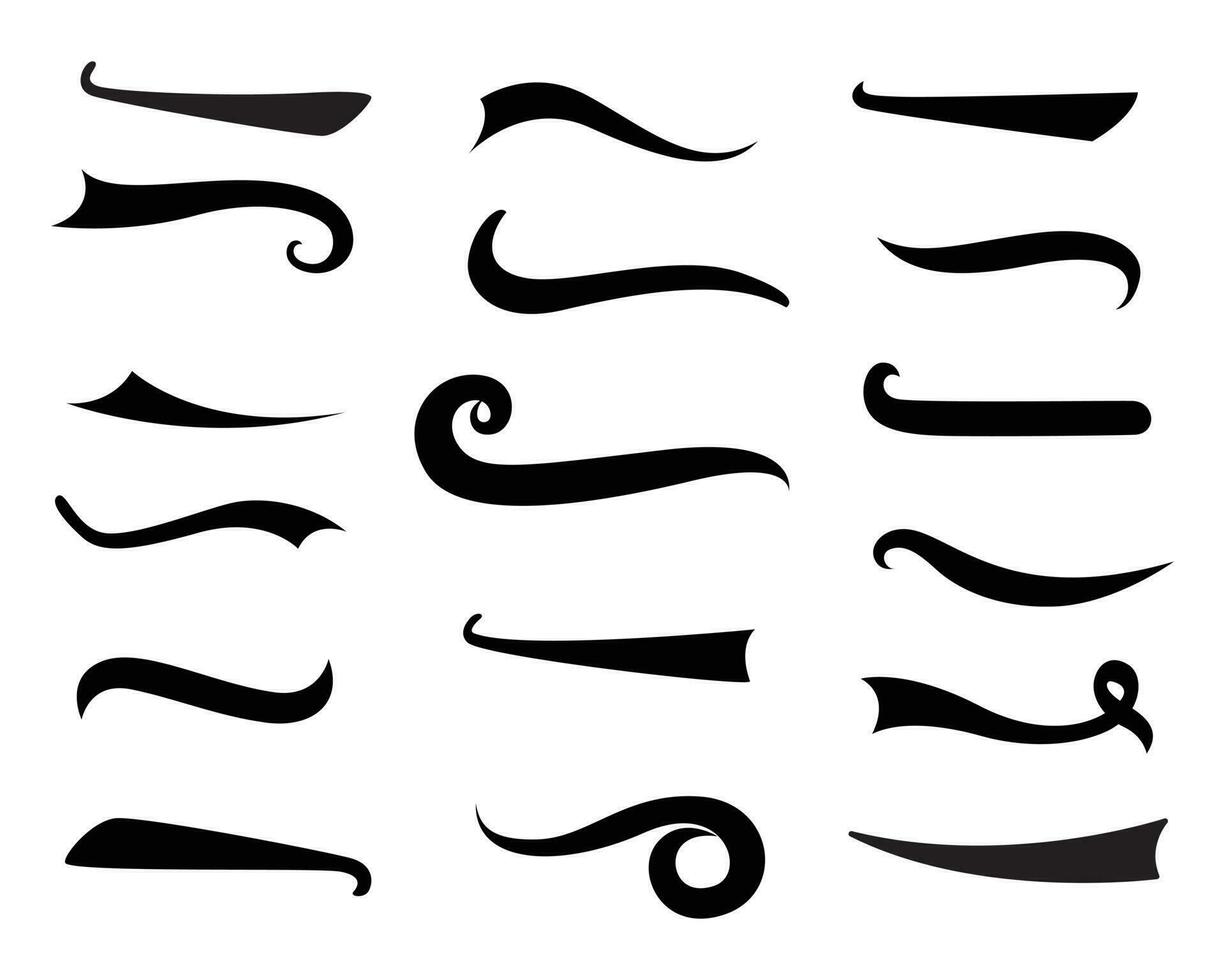 Typographic swash and swooshes tails. Retro swishes and swashes for athletic typography, logos, baseball font vector