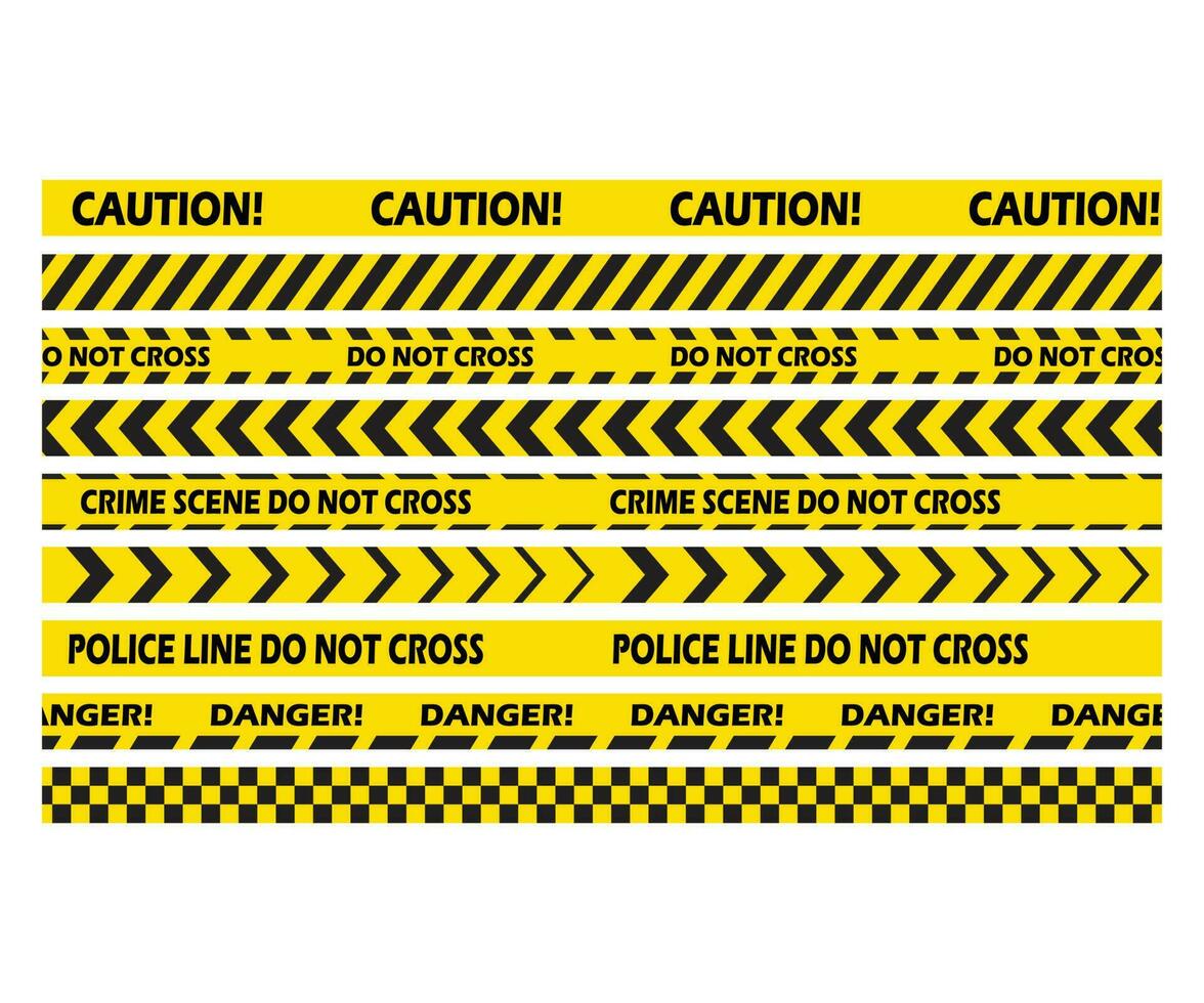 Black and yellow stripes police tape set vector