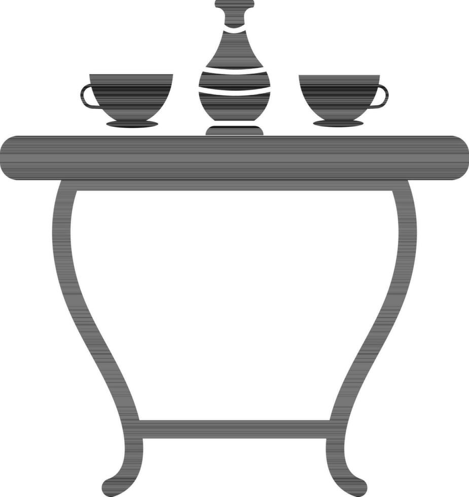Vase and tea cup on table. vector