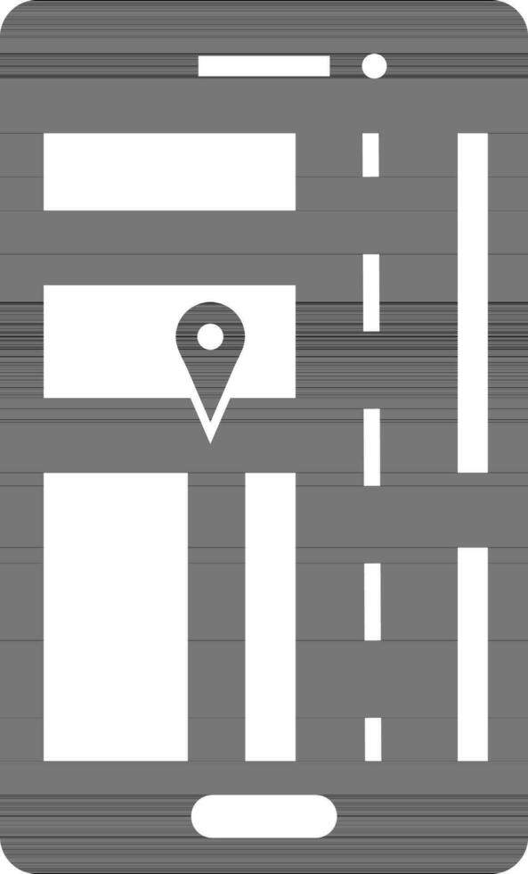 Icon of online map with location sign in smartphone. vector