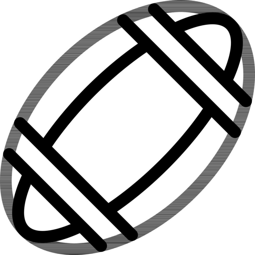 Black Outline Rugby Ball Icon on White Background. vector