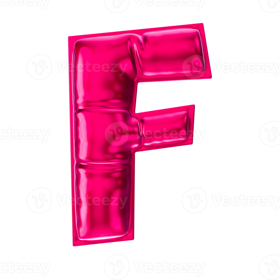 F Red Balloon Font 3D Render png
